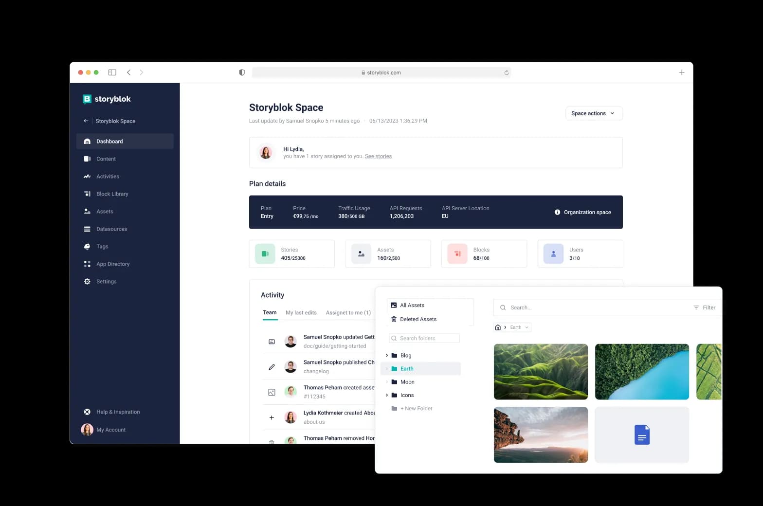 Storyblok's spaces and digital asset management