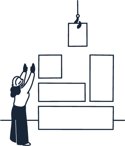 A woman stacking boxes