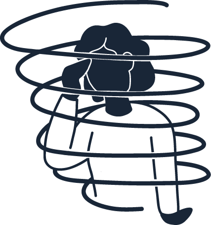 A woman surrounded by a swirl